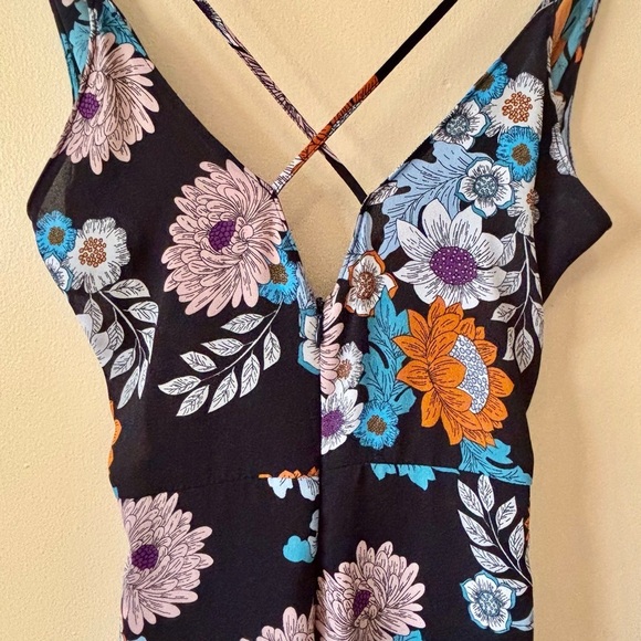 ASTR| Blue Orange Floral Maxi Spaghetti Strap Sundress w/Hi-Low Front Sz XS - Picture 8 of 8